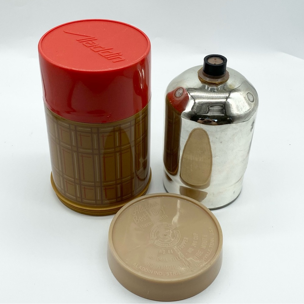 Vintage 1970s Aladdin Plaid Thermos Pint Size - Picture 10 of 13